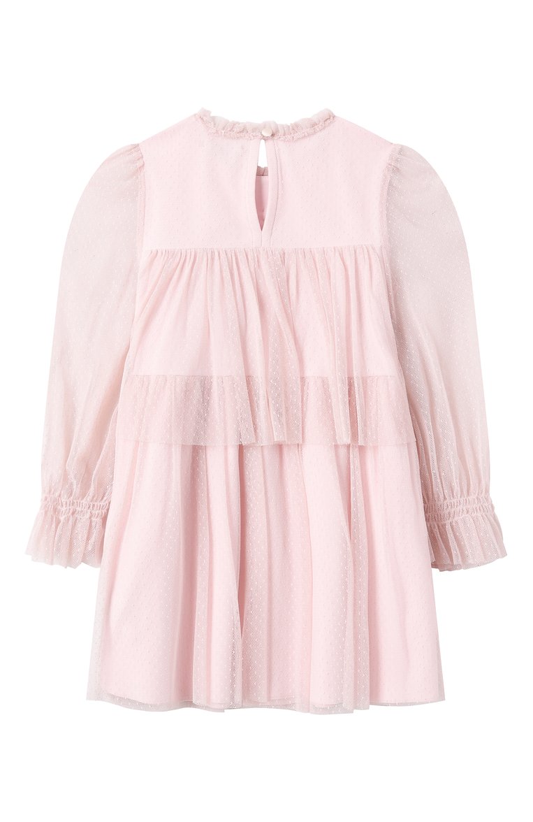 Детское платье DOLCE & GABBANA светло-розового цвета, арт. L54DF1/HLM7K/2-6 | Фото 2 (Драгоценные камни: Проставлено; Материал сплава: Проставлено; Рукава: Длинные; Девочки Кросс-КТ: Платье-одежда; Случай: Вечерний; Материал внешний: Синтетический материал; Ростовка одежда: 4 года | 104 см, 5 лет | 110 см, 6 лет | 116 см, 2 года | 92 см, 3 года | 98 см)