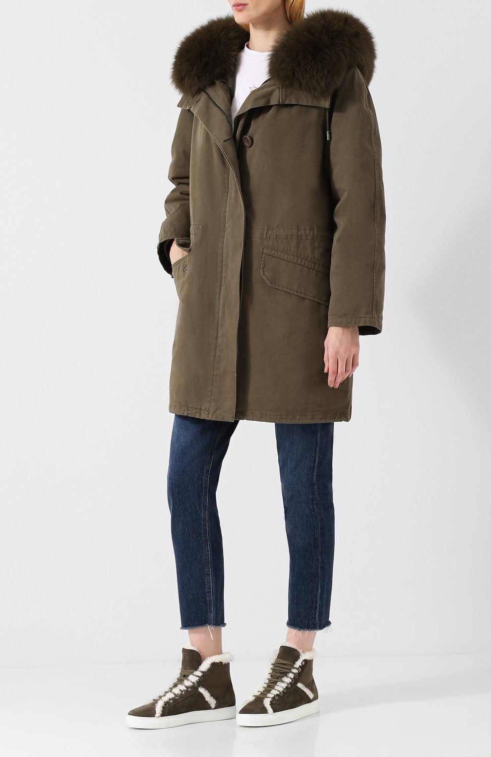 Высокие замшевые кеды с внутренней отделкой из овчины YVES SALOMON, арт. 9WAC175XXMERX, фото 2