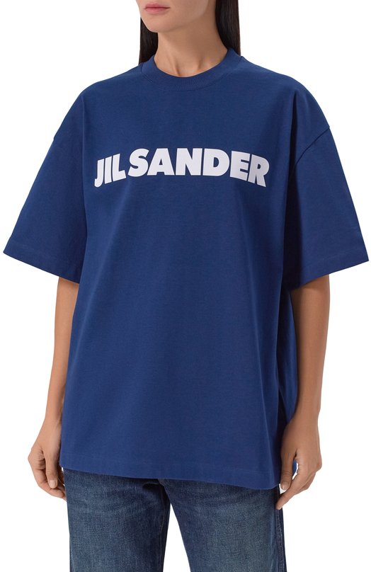 Хлопковая футболка Jil Sander J53GC0009/J45317 Синий  J53GC0009/J45317 Фото 3