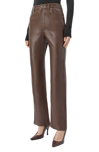 Брюки из экокожи NANUSHKA коричневого цвета по цене 85700 руб., арт. SELDES, фото 3 Брюки из экокожи NANUSHKA, арт. SELDES, фото 3