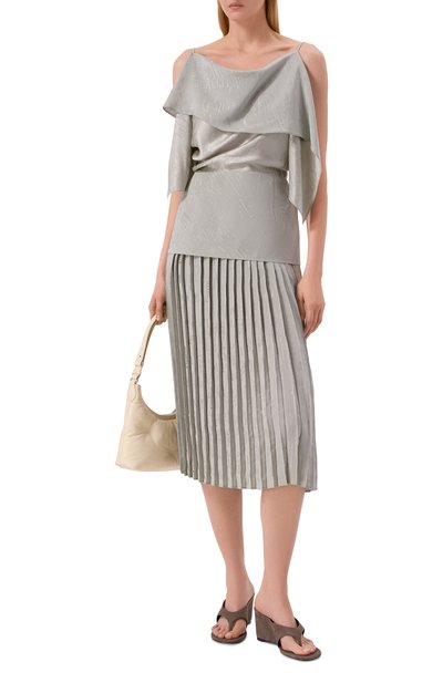 Плиссированная юбка MM6 серого цвета по цене 78900 руб., арт. S52MA0199/M35737, фото 2 Плиссированная юбка MM6, арт. S52MA0199/M35737, фото 2