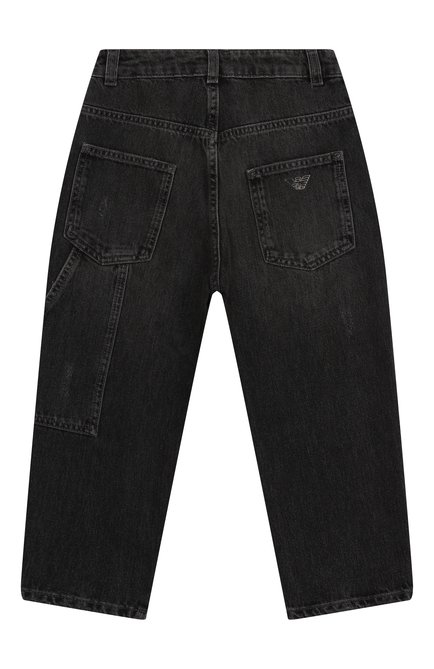 Детские джинсы EMPORIO ARMANI темно-серого цвета, арт. EB000191/AF13621 | Фото 2 (Материал внешний: Хлопок; Нос: Не проставлено; Материал сплава: Проставлено)