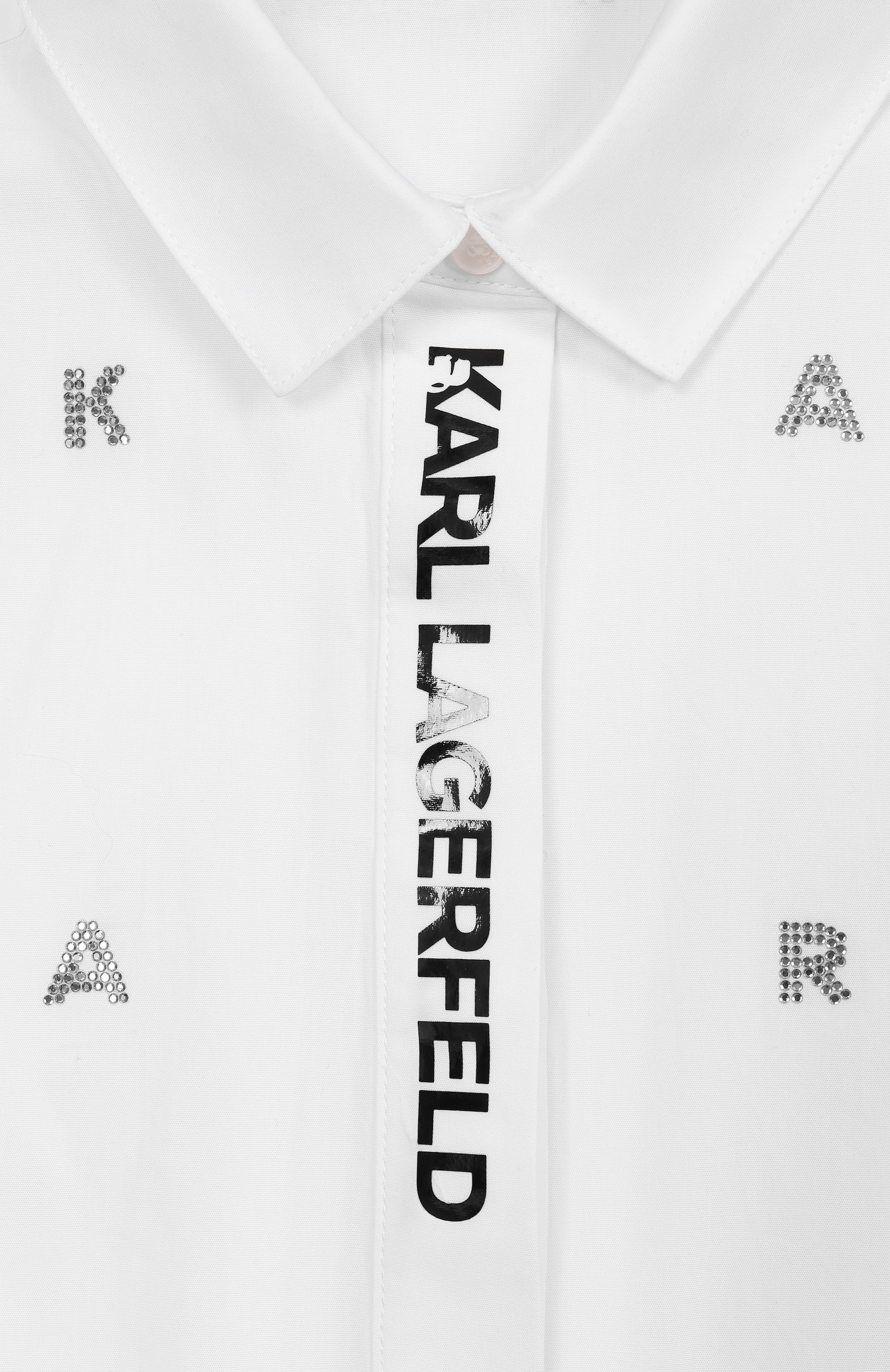 Хлопковое платье-рубашка KARL LAGERFELD KIDS, арт. Z30463, фото 3