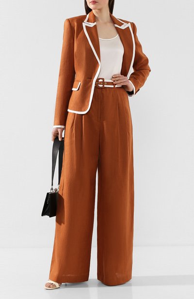 Льняные брюки ZIMMERMANN коричневого цвета по цене 68500 руб., арт. 7710PSUP, фото 2 Льняные брюки ZIMMERMANN, арт. 7710PSUP, фото 2