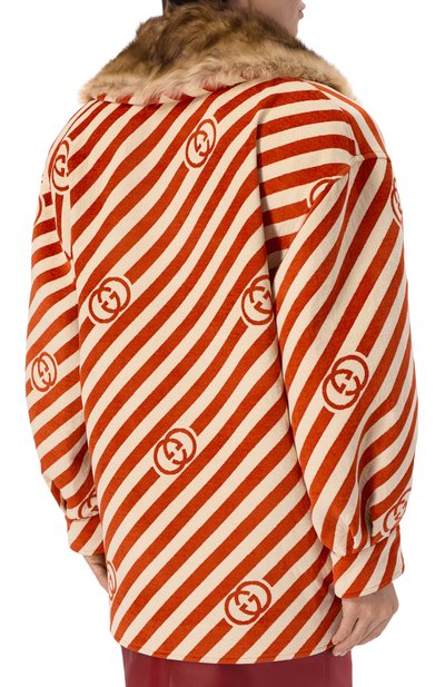 Полупальто из вискозы и шелка с отделкой из ягненка GUCCI, арт. 858164/ZAUGV, фото 4