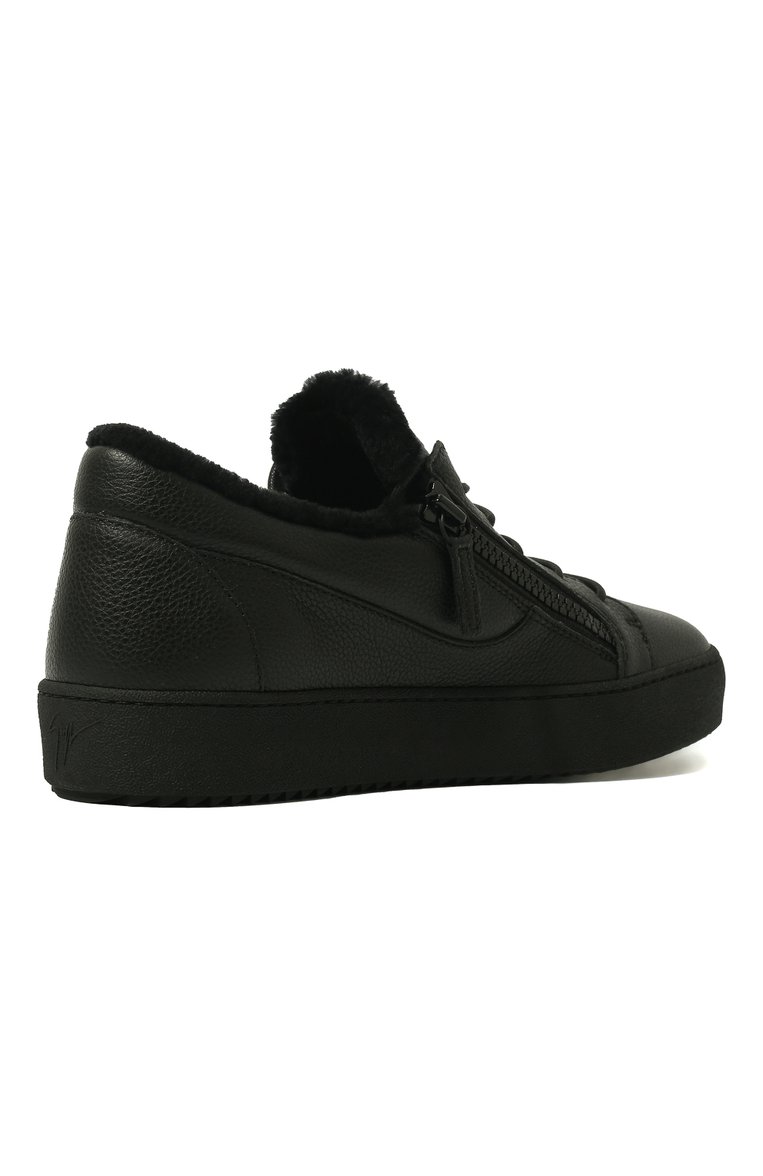 Мужские кожаные кеды frankie winter GIUSEPPE ZANOTTI DESIGN черного цвета, арт. RU20002/001 | Фото 5 (Материал утеплителя: Натуральный мех; Стили: Классический; Подошва: Массивная; Драгоценные камни: Проставлено; Материал сплава: Проставлено; Материал внешний: Натуральная кожа; Кросс-КТ: Низкие)
