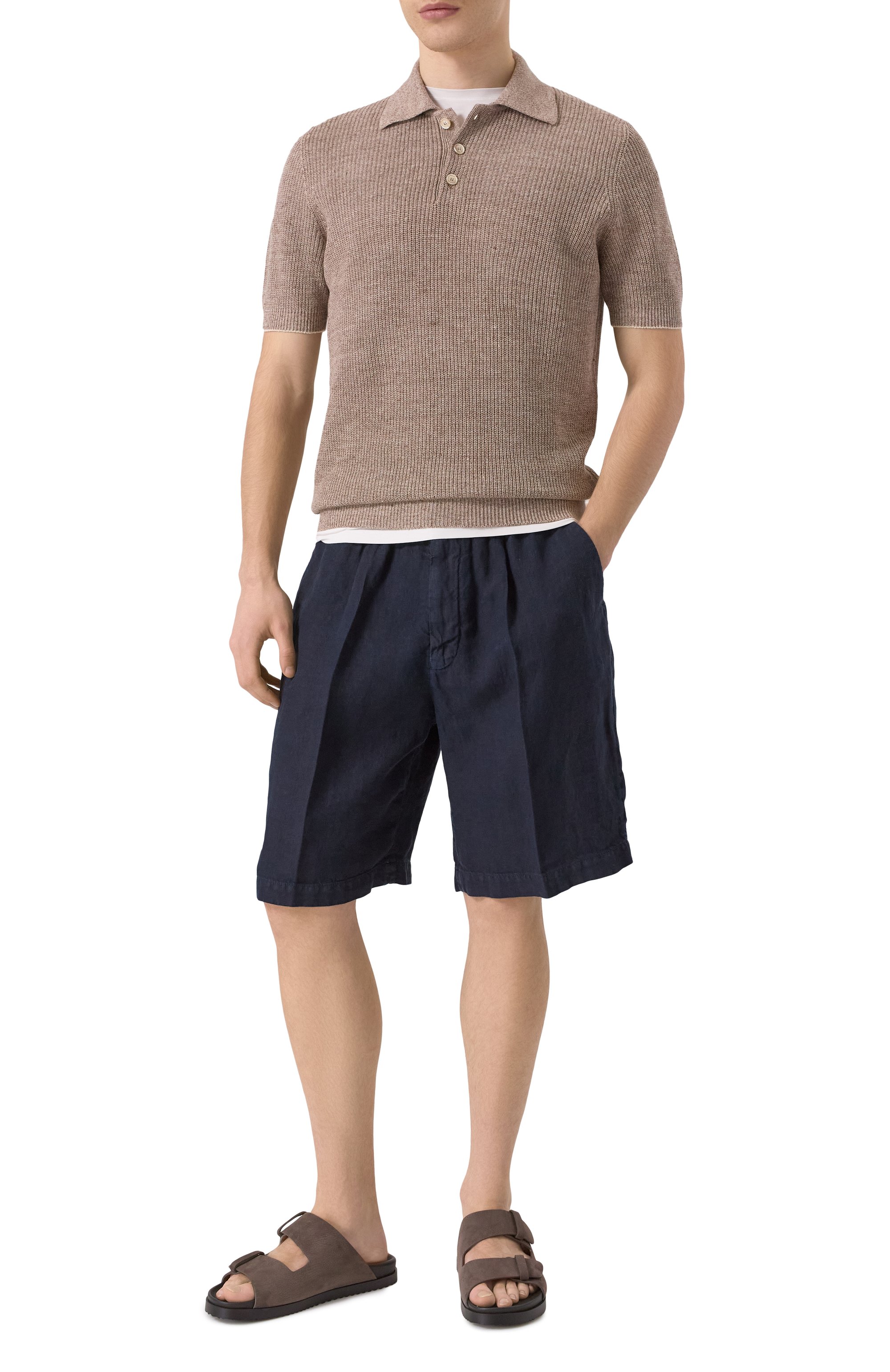 Поло изо льна и хлопка BRUNELLO CUCINELLI, арт. M2L707715, фото 2