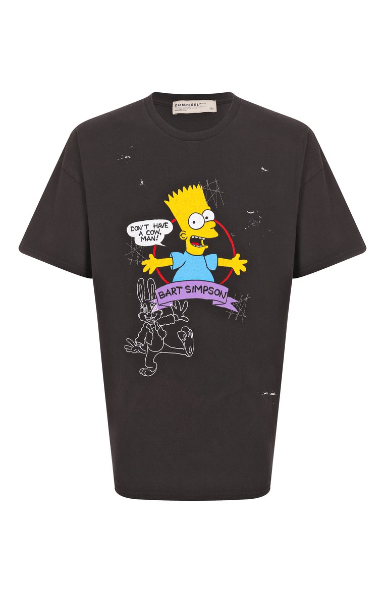 Мужская хлопковая футболка DOMREBEL черного цвета, арт. VTG BART SS25/T-SHIRT | Фото 1 (Рукава: Короткие; Дли�на (для топов): Стандартные; Материал внешний: Хлопок; Принт: С принтом; Стили: Кэжуэл; Кросс-КТ: Джерси; Мужское Кросс-КТ: Футболка-одежда)