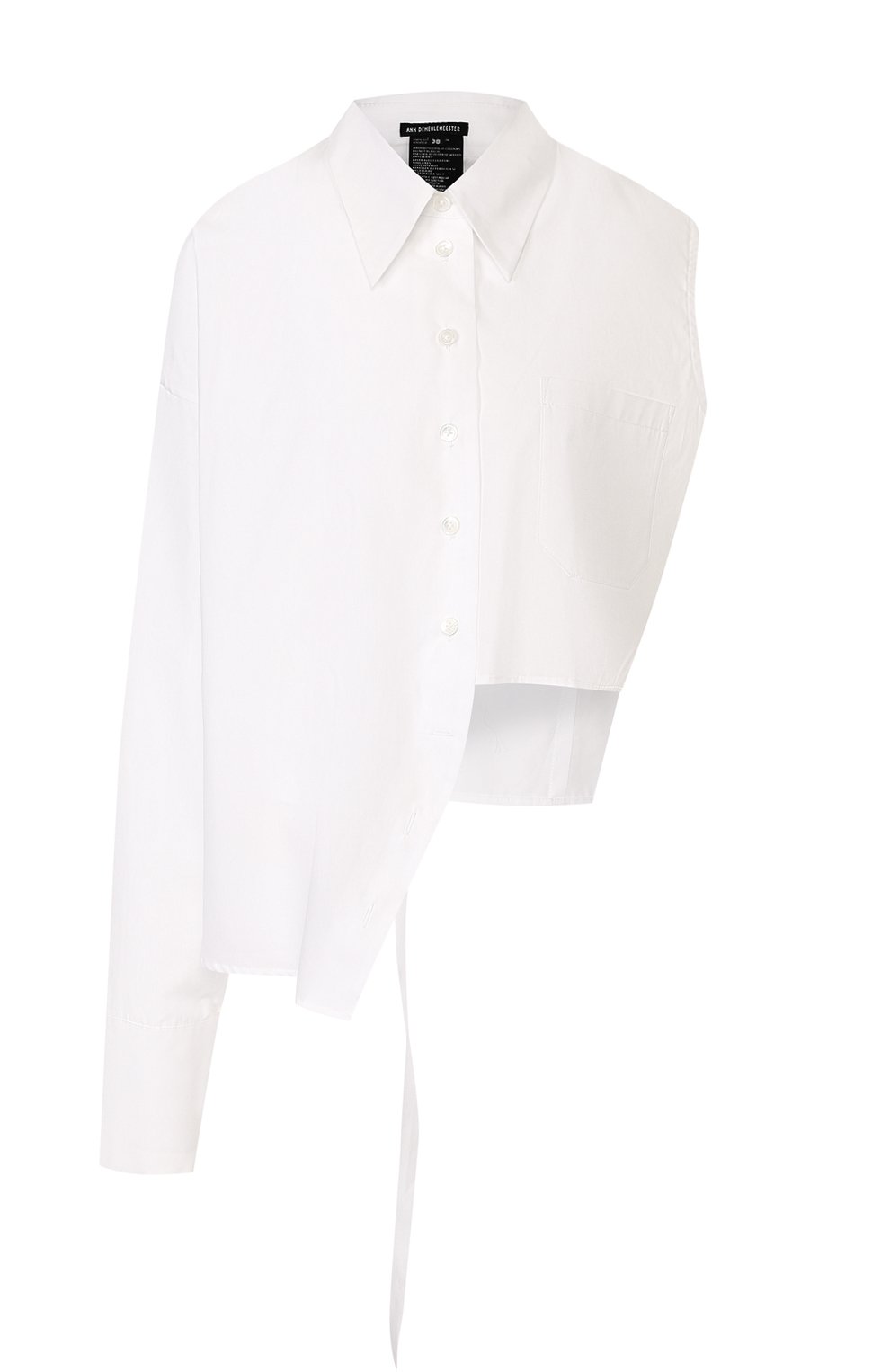 Однотонная хлопковая блуза асимметричного кроя ANN DEMEULEMEESTER, арт. 1801-2022-128-001, фото 1