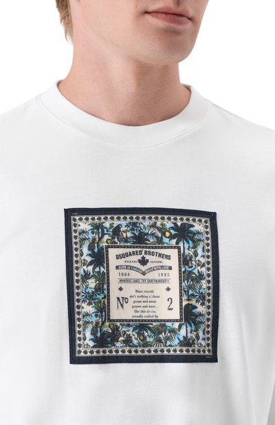 Хлопковая футболка DSQUARED2 белого цвета по цене 45700 руб., арт. S74GD1557/D20106, фото 4 Хлопковая футболка DSQUARED2, арт. S74GD1557/D20106, фото 4