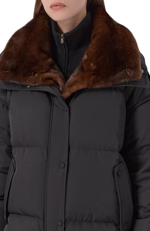 Пуховик с отделкой из норки Yves Salomon M05080/A22X Чёрный  M05080/A22X Фото 5