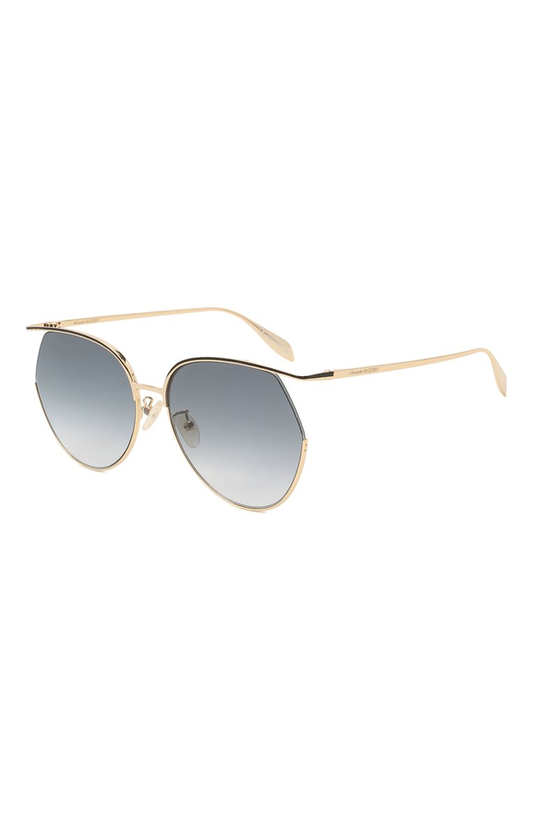 Женские солнцезащитные очки ALEXANDER MCQUEEN золотого цвета, арт. AM0255S 001 | Фото 1 (Тип очков: С/з; Региональные ограничения белый список (Axapta Mercury): RU, Не проставлено; Нос: Не проставлено; Материал: Металл)