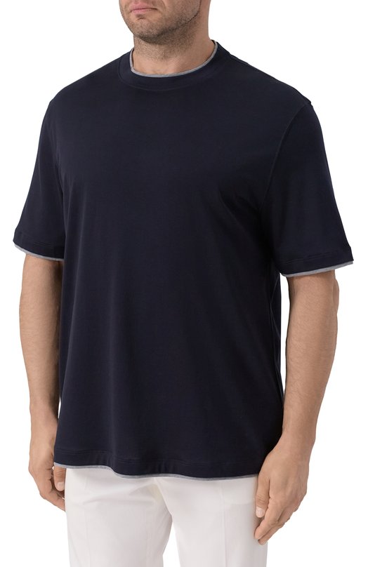 Хлопковая футболка Brunello Cucinelli M0B137427W Синий  M0B137427W Фото 3