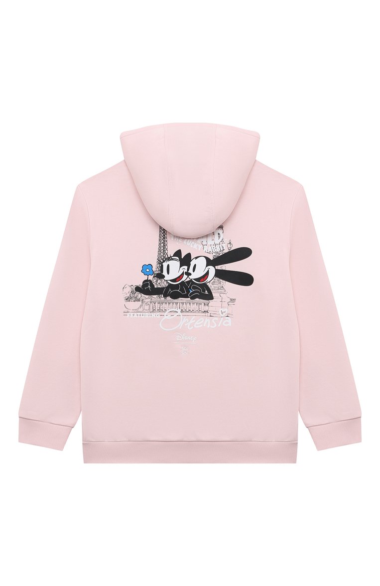 Детский хлопковое худи GIVENCHY светло-розового цвета, арт. H15347/12+/14 | Фото 2 (Рукава: Длинные; Материал внешний: Хлопок; Девочки Кросс-КТ: Худи-одежда; Тематический товар: Disney; Автоматизация ТО: Проставлено; Автоматизация состава: Проставлено; Ростовка одежда: 13 - 15 лет | 158 см)