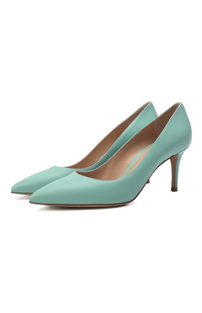 Кожаные туфли GIANVITO ROSSI бирюзового цвета по цене 79300 руб., арт. G26770.70RIC.VITTIFF, фото 1 Кожаные туфли GIANVITO ROSSI, арт. G26770.70RIC.VITTIFF, фото 1