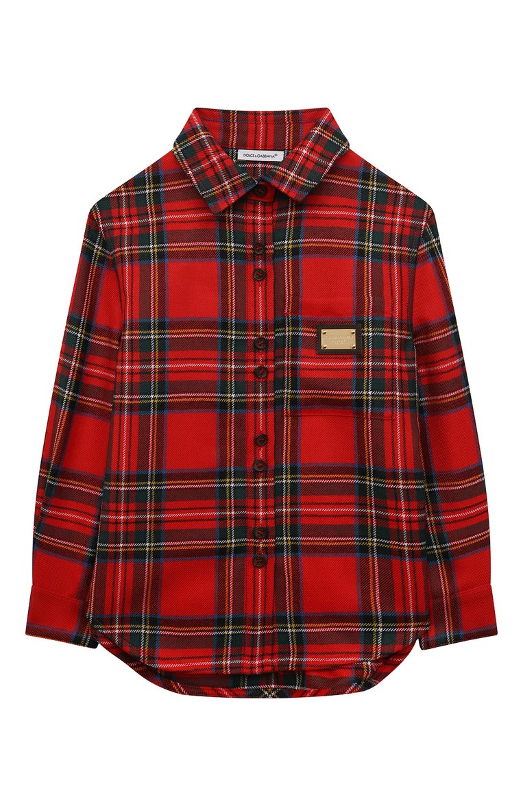 Детское шерстяная рубашка DOLCE & GABBANA красного цвета, арт. L55S90/FQ2C9/2-6 | Фото 1 (Рукава: Длинные; Материал внешний: Шерсть; Случай: Повседневный)