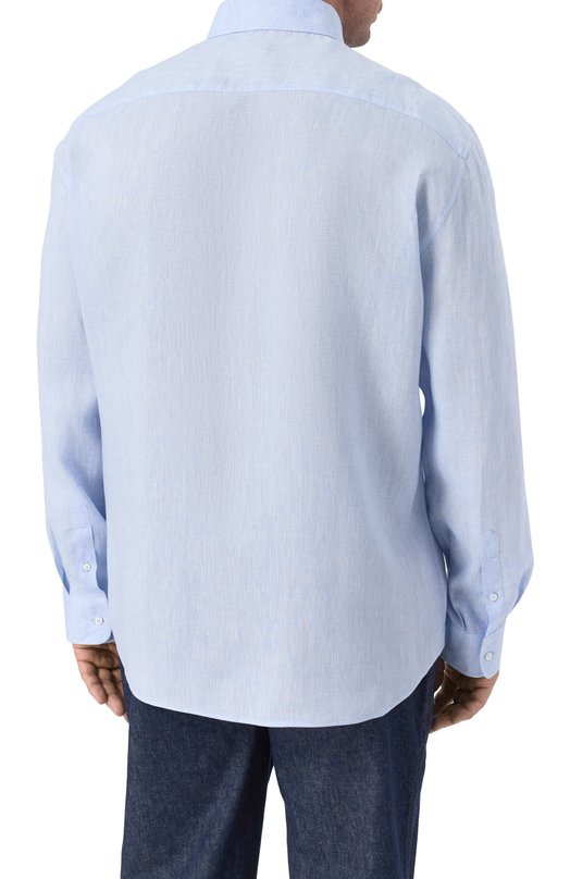 Льняная рубашка Brunello Cucinelli MM6840627 Голубой  MM6840627 Фото 4