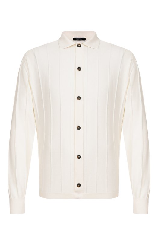 Кардиган из хлопка и шелка Kiton UMM078001 Кремовый UMM078001