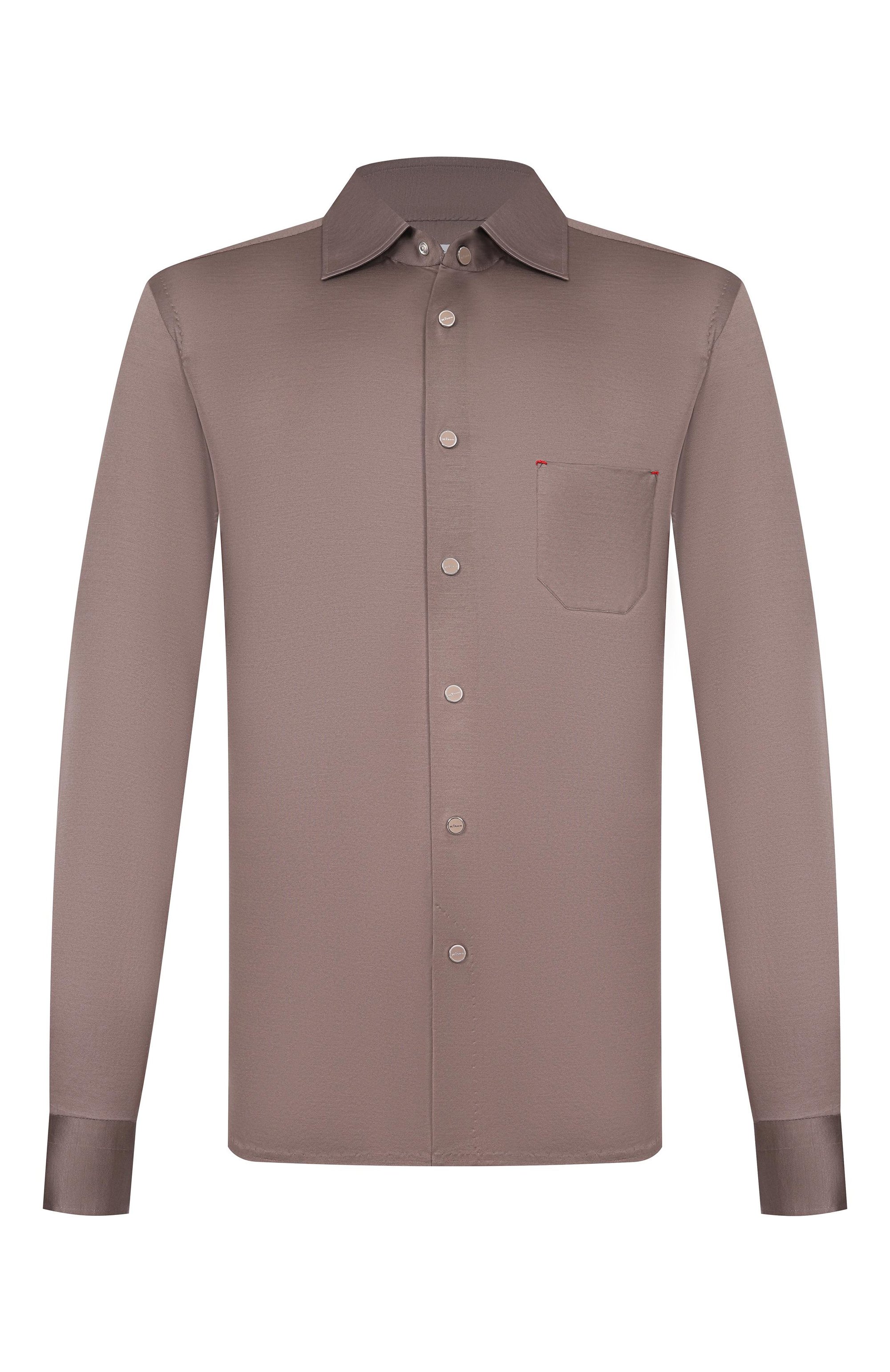Хлопковая рубашка KITON коричневого цвета по цене 79950 руб., арт. UMCNERHH09665_001, фото 1 Хлопковая рубашка KITON, арт. UMCNERHH09665_001, фото 1