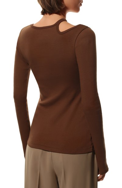 Хлопковый топ LOW CLASSIC коричневого цвета по цене 23300 руб., арт. L0W22PF_TS11BR, фото 4 Хлопковый топ LOW CLASSIC, арт. L0W22PF_TS11BR, фото 4