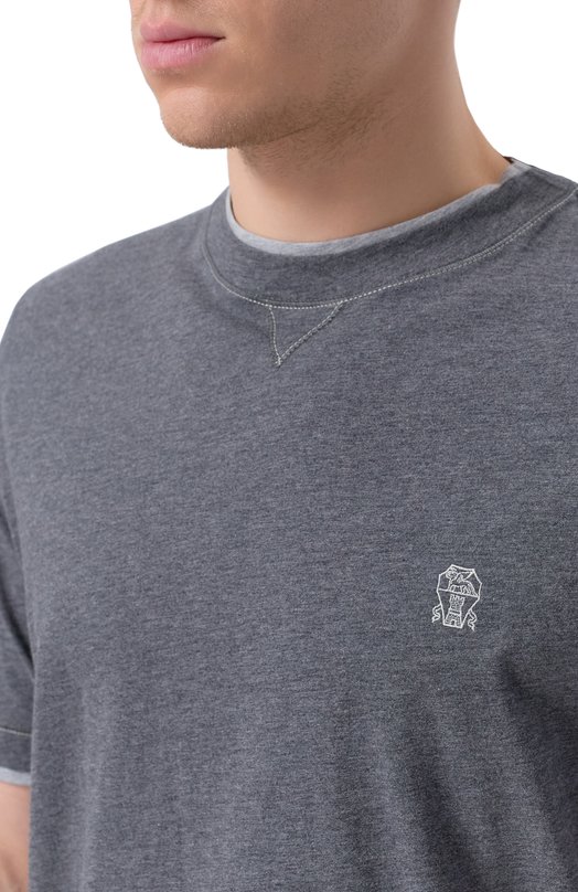 Хлопковая футболка Brunello Cucinelli M0B137451G Серый  M0B137451G Фото 5