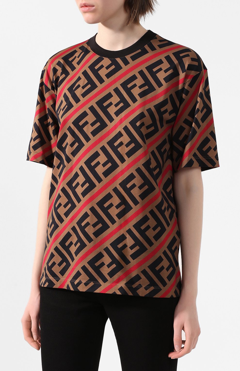 Хлопковая футболка FENDI разноцветного цвета по цене 45500 руб., арт. FS7011 A7A8, фото 3 Хлопковая футболка FENDI, арт. FS7011 A7A8, фото 3