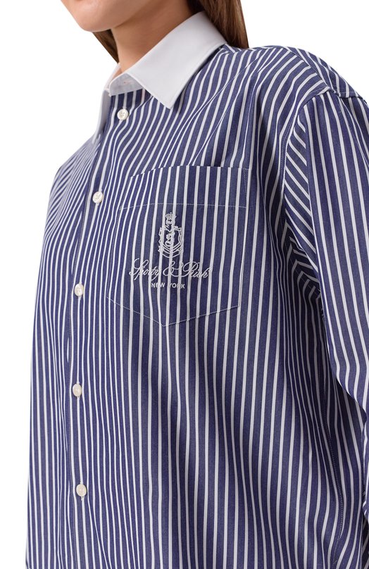 Хлопковая рубашка Sporty and Rich SI01962231ST02 Синий  SI01962231ST02 Фото 5