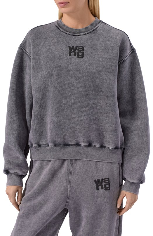 Хлопковый свитшот alexanderwang.t 4CC3241518 Серый  4CC3241518 Фото 3