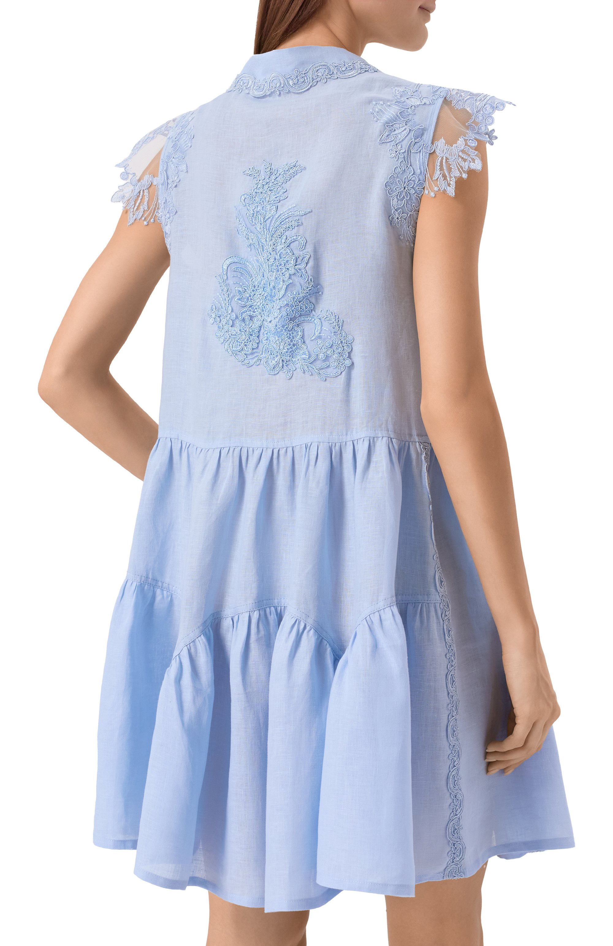 Платье из хлопка и вискозы MAURIZIO голубого цвета по цене 64050 руб., арт. W06200781, фото 3 Платье из хлопка и вискозы MAURIZIO, арт. W06200781, фото 3