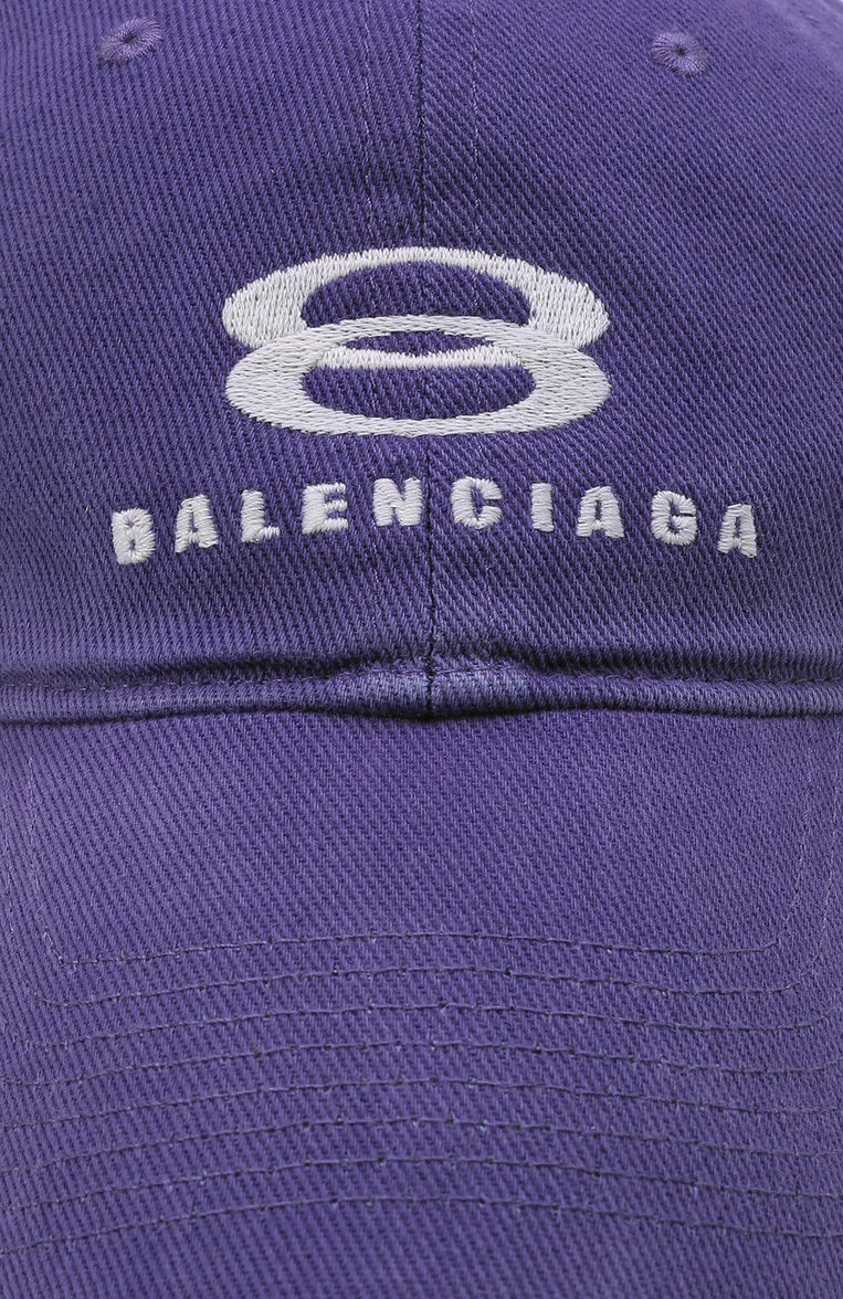 Женская хлопковая бейсболка BALENCIAGA фиолетового цвета, арт. 680739/410B2 | Фото 4 (Материал: Хлопок, Текстиль; Материал сплава: Проставлено; Нос: Не проставлено)