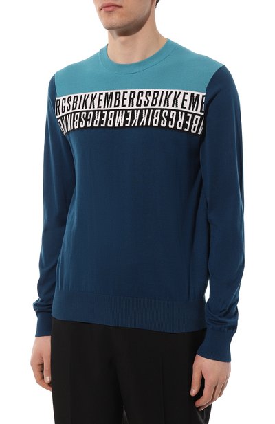 Хлопковый джемпер DIRK BIKKEMBERGS синего цвета по цене 26950 руб., арт. C S 52G 10 X 1472, фото 3 Хлопковый джемпер DIRK BIKKEMBERGS, арт. C S 52G 10 X 1472, фото 3