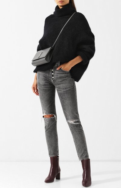 Кожаные ботильоны lou на устойчивом каблуке SAINT LAURENT, арт. 527495/0RR00, фото 2