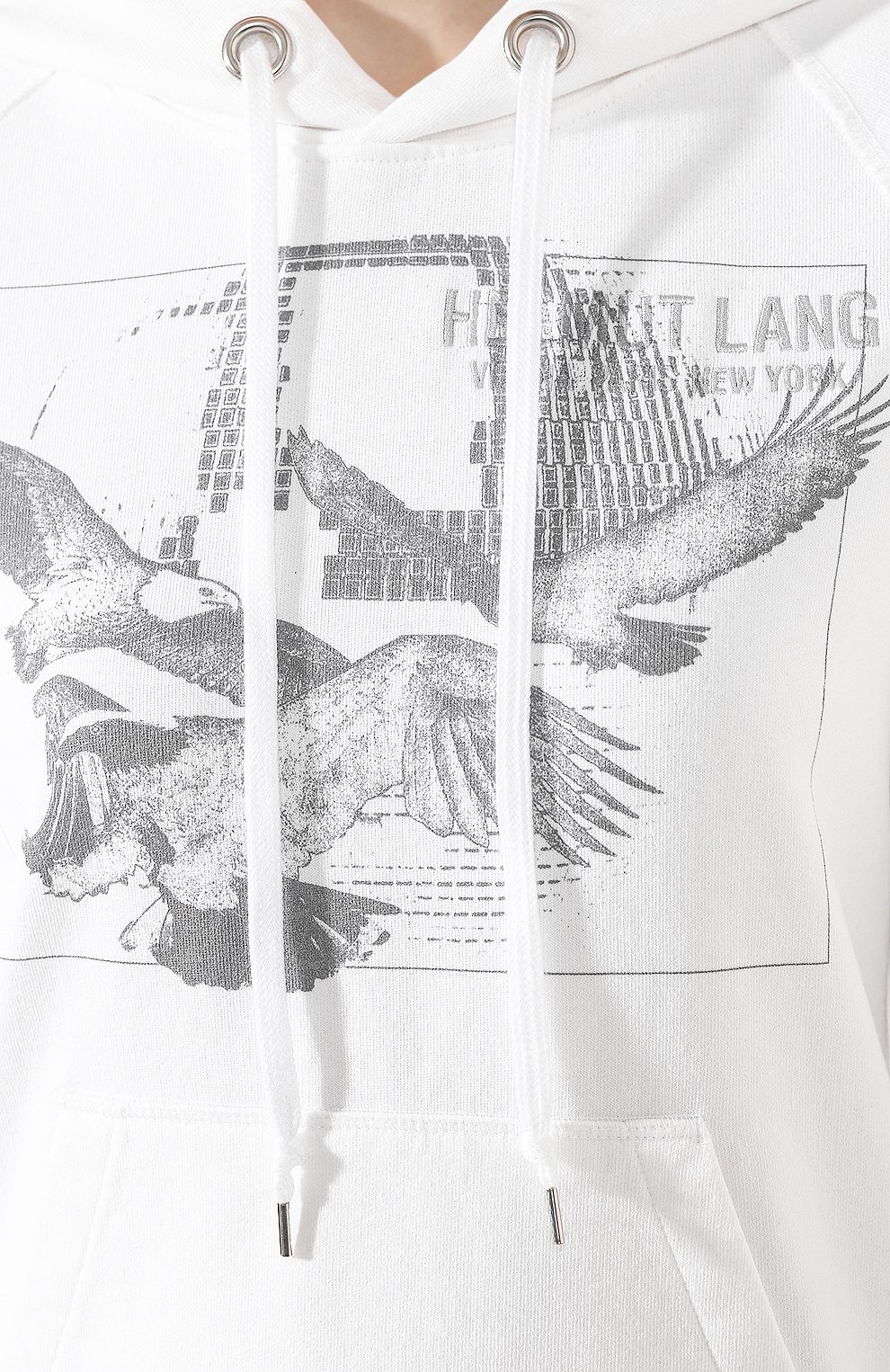 Хлопковое худи HELMUT LANG белого цвета по цене 30800 руб., арт. J09DW507, фото 5 Хлопковое худи HELMUT LANG, арт. J09DW507, фото 5