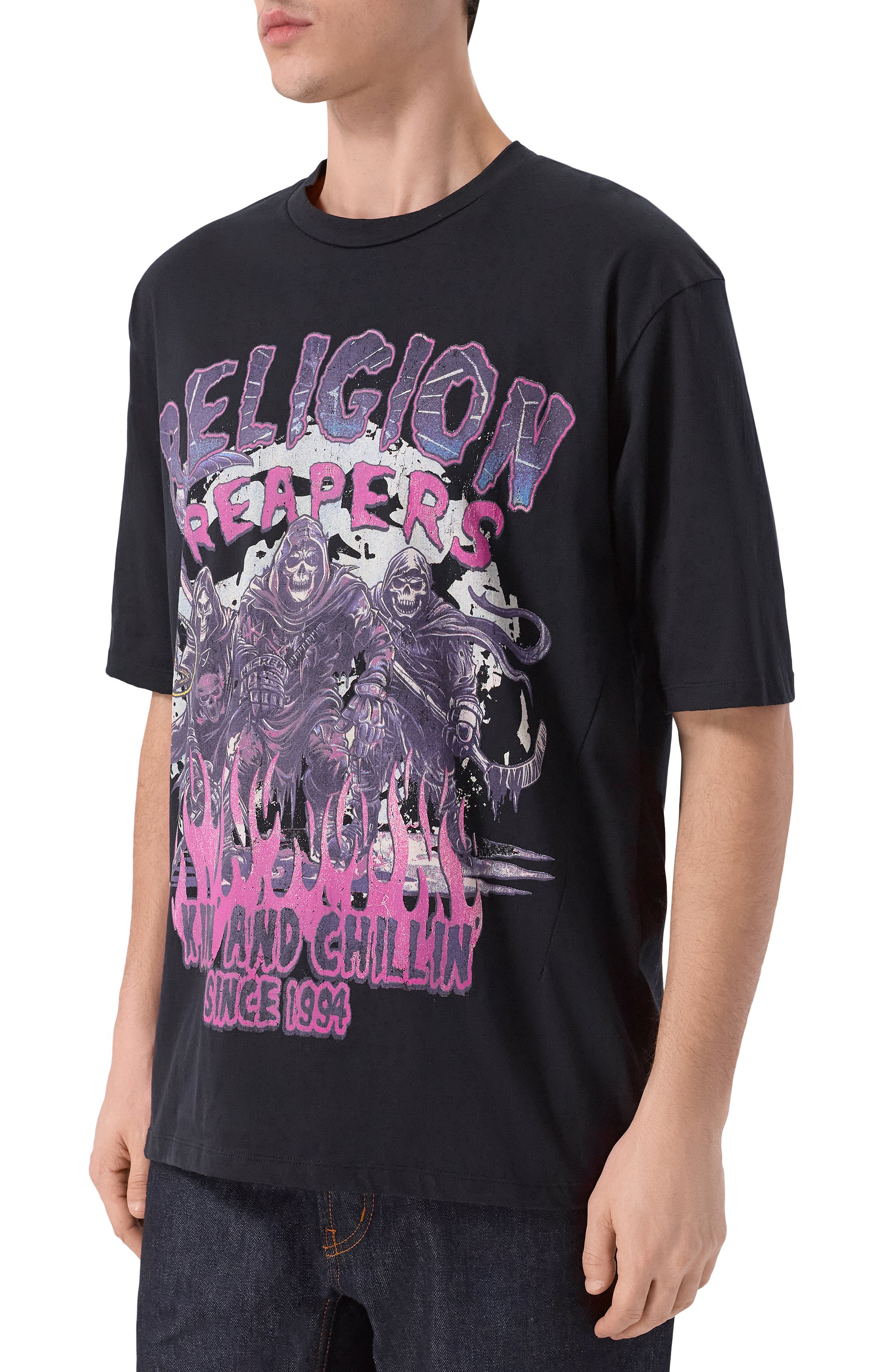 Хлопковая футболка RELIGION черного цвета по цене 6830 руб., арт. 15BRPN97, фото 3 Хлопковая футболка RELIGION, арт. 15BRPN97, фото 3