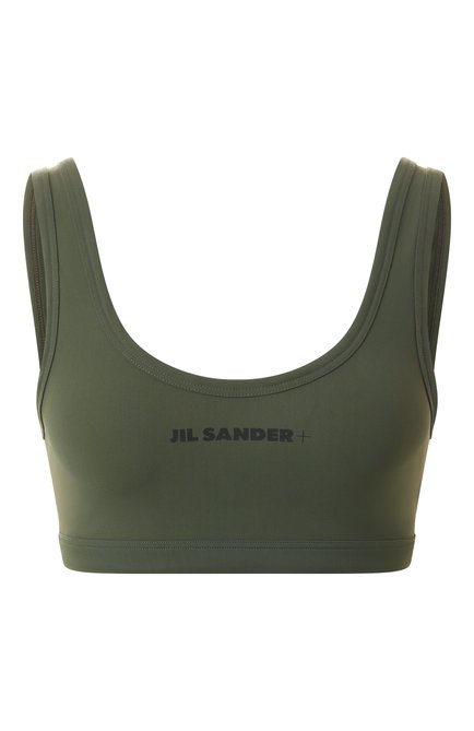 Женский бра-топ JIL SANDER хаки цвета, арт. J40BR0006/J20011 | Фото 1 (Драгоценные камни: Проставлено; Длина Ж (юбки, платья, шорты): Мини; Материал сплава: Проставлено)