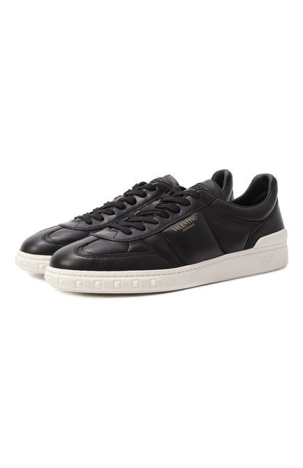 Мужские кожаные кеды upvillage VALENTINO черного цвета, арт. 6Y2S0H77/SVL | Фото 1 (Драгоценные камни: Проставлено; Материал сплава: Проставлено; Материал внешний: Натуральная кожа; Материал внутренний: Натуральная кожа; Подошва: Массивная)