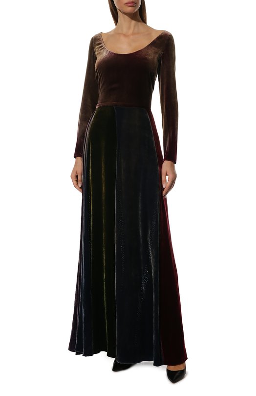 Платье из вискозы и шелка Ralph Lauren Коричневый, фото 2