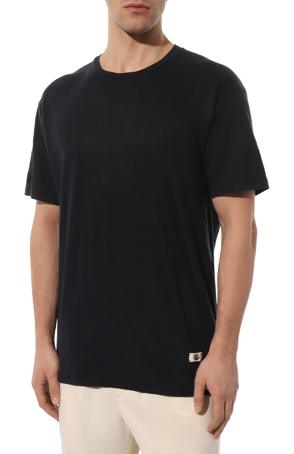 Льняная футболка GUCCI темно-синего цвета по цене 69120 руб., арт. 650083 XJC6N, фото 3 Льняная футболка GUCCI, арт. 650083 XJC6N, фото 3