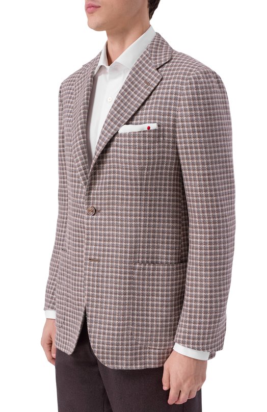 Пиджак из кашемира и шерсти Kiton UG81K0610E53 Коричневый  UG81K0610E53 Фото 4