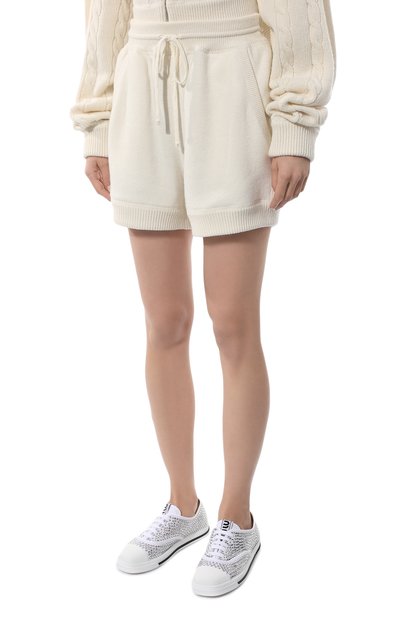 Шерстяные шорты MIU MIU кремового цвета по цене 175000 руб., арт. MMP165-1ZDJ-F0009, фото 3 Шерстяные шорты MIU MIU, арт. MMP165-1ZDJ-F0009, фото 3