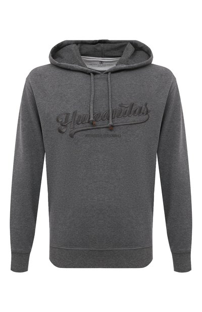 Хлопковое худи BRUNELLO CUCINELLI темно-серого цвета по цене 89950 руб., арт. MTU143452, фото 1 Хлопковое худи BRUNELLO CUCINELLI, арт. MTU143452, фото 1