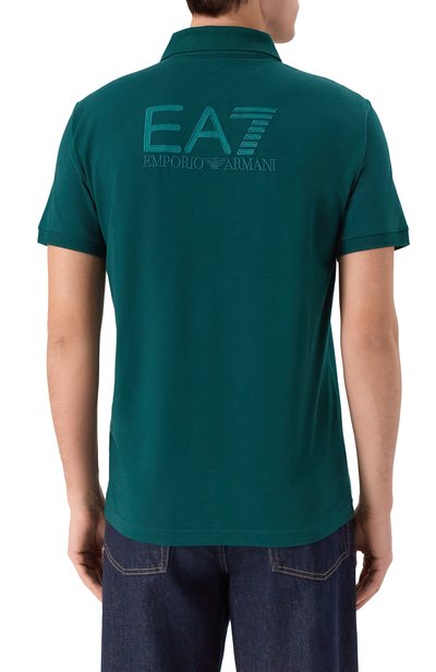 Хлопковое поло EA7 зеленого цвета по цене 11600 руб., арт. 7M000901/AF10373, фото 4 Хлопковое поло EA7, арт. 7M000901/AF10373, фото 4