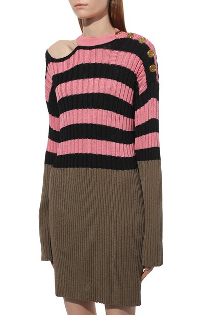 Платье из вискозы BALMAIN хаки цвета по цене 214500 руб., арт. XF1RF020/KB20, фото 3 Платье из вискозы BALMAIN, арт. XF1RF020/KB20, фото 3