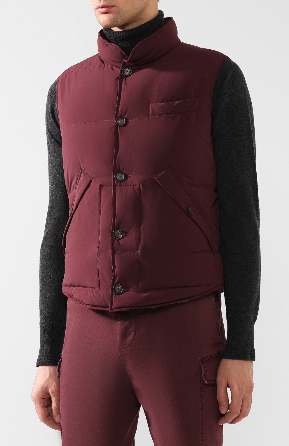 Пуховый жилет на пуговицах с воротником-стойкой BRUNELLO CUCINELLI, арт. ML4911381, фото 3