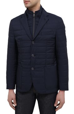 Мужская утепленная куртка CORNELIANI темно-синего цвета, арт. 876S24-1113051/00 | Фото 3 (Кросс-КТ: Куртка; Рукава: Длинные; Материал внешний: Синтетический материал; Мужское Кросс-КТ: утепленные куртки; Материал подклада: Лен; Материал сплава: Проставлено; Драгоценные камни: Проставлено; Длина (верхняя одежда): Короткие; Стили: Кэжуэл)