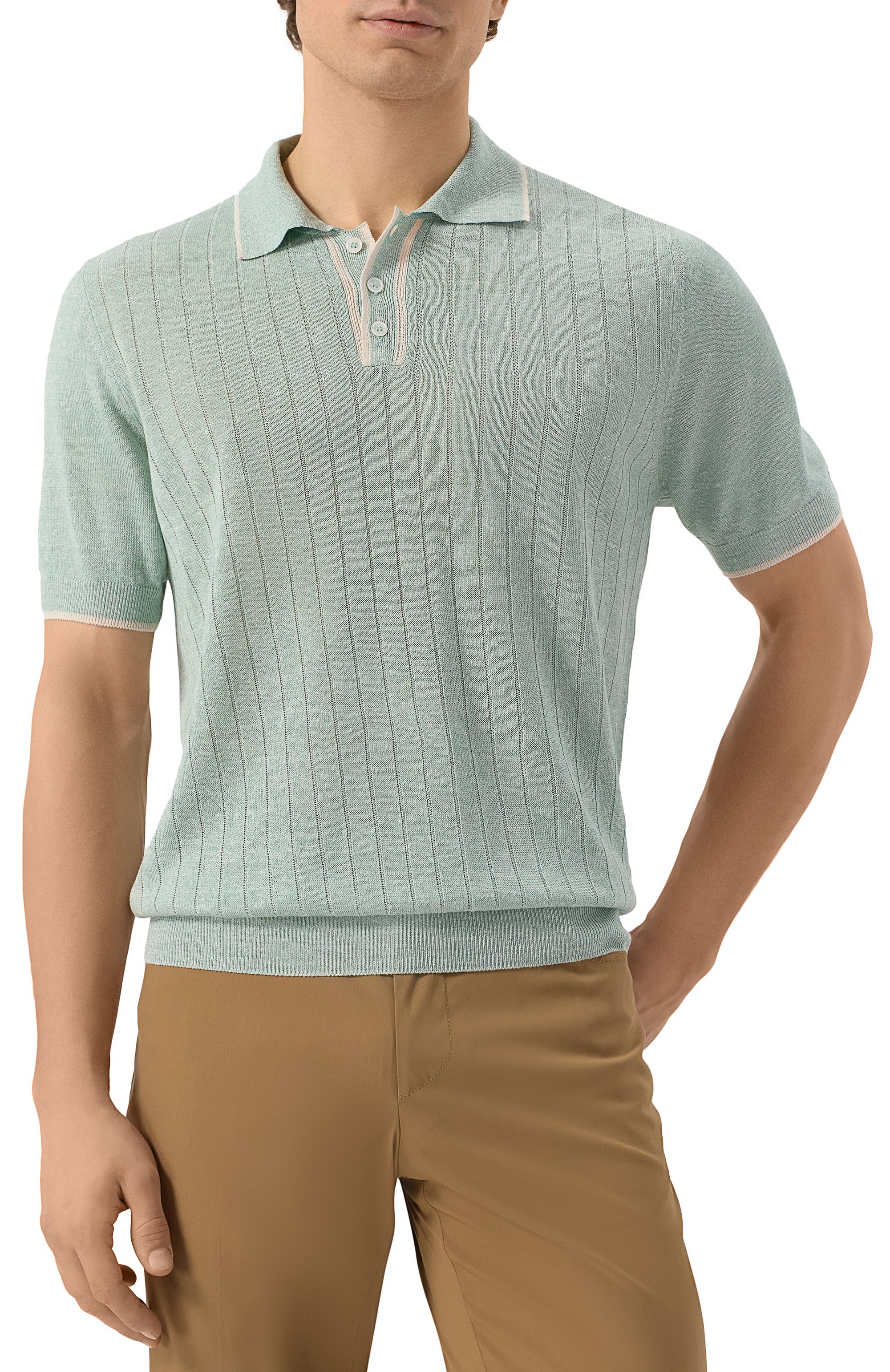 Поло изо льна и хлопка FEDELI, арт. 8UE05822, фото 3