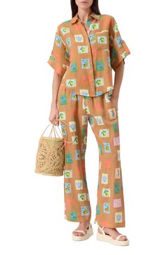 Женский льняные брюки PALM NOOSA светло-коричневого цвета, арт. HALLIE PANTS | Фото 2 (Драгоценные камни: Проставлено; Материал сплава: Проставлено; Длина (брюки, джинсы): Стандартные; Материал внешний: Лен; Стили: Кэжуэл; Кросс-КТ: Пляж)