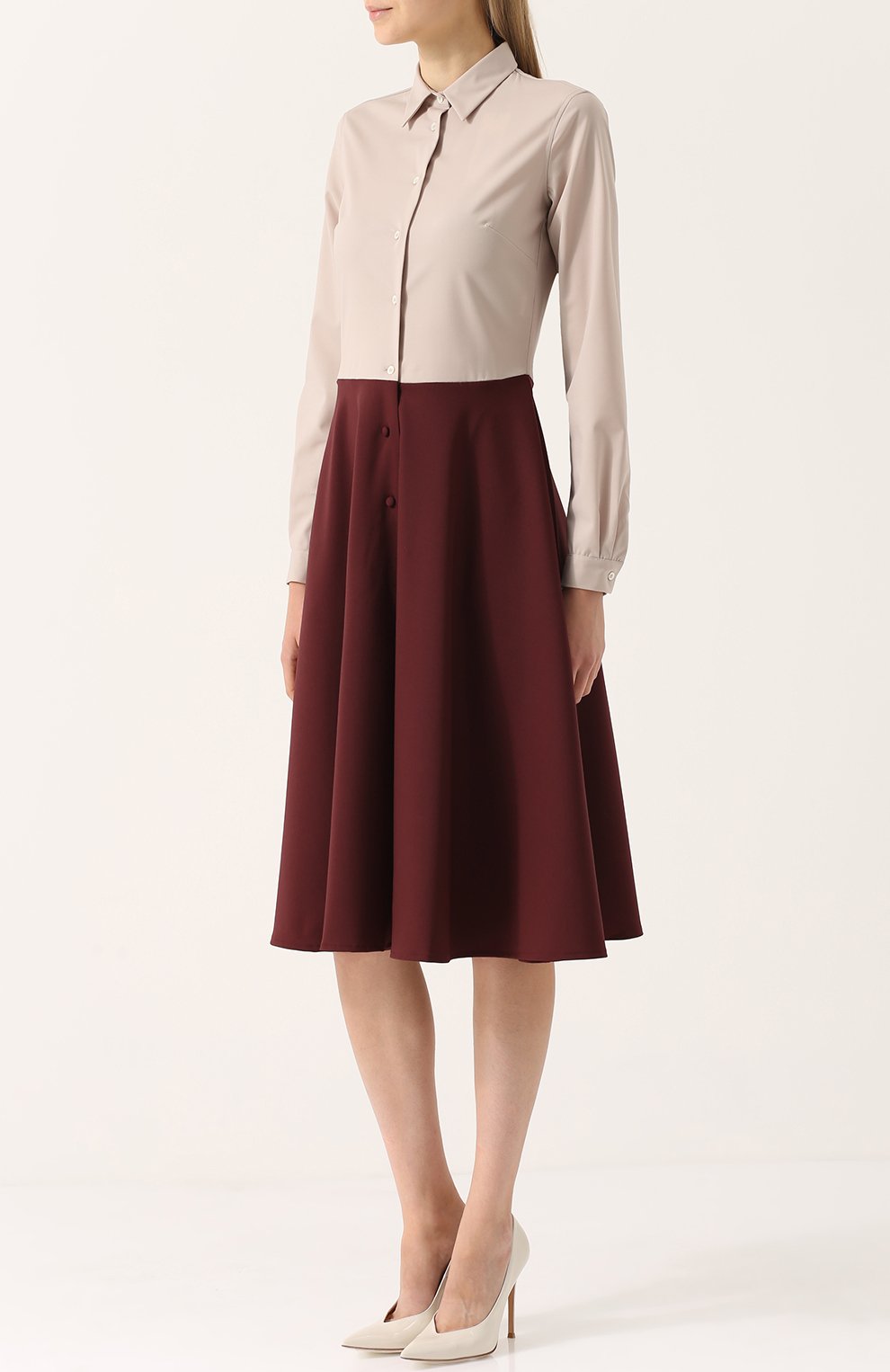 Приталенное платье-рубашка с контрастной юбкой SARA ROKA, арт. MELA/FW17-20, фото 3