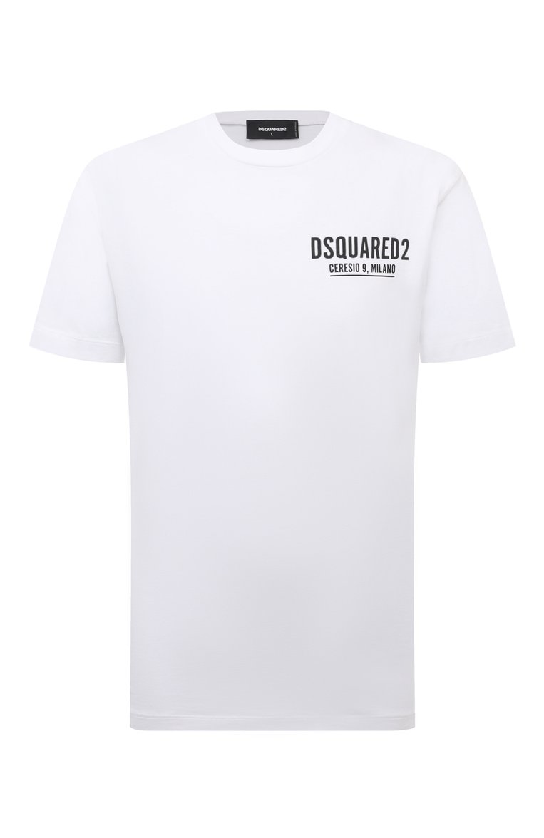 Мужская хлопковая футболка DSQUARED2 бело�го цвета, арт. S71GD1116/D20014 | Фото 1 (Рукава: Короткие; Длина (для топов): Стандартные; Принт: С принтом; Материал сплава: Проставлено; Материал внешний: Хлопок; Драгоценные камни: Проставлено; Стили: Кэжуэл)