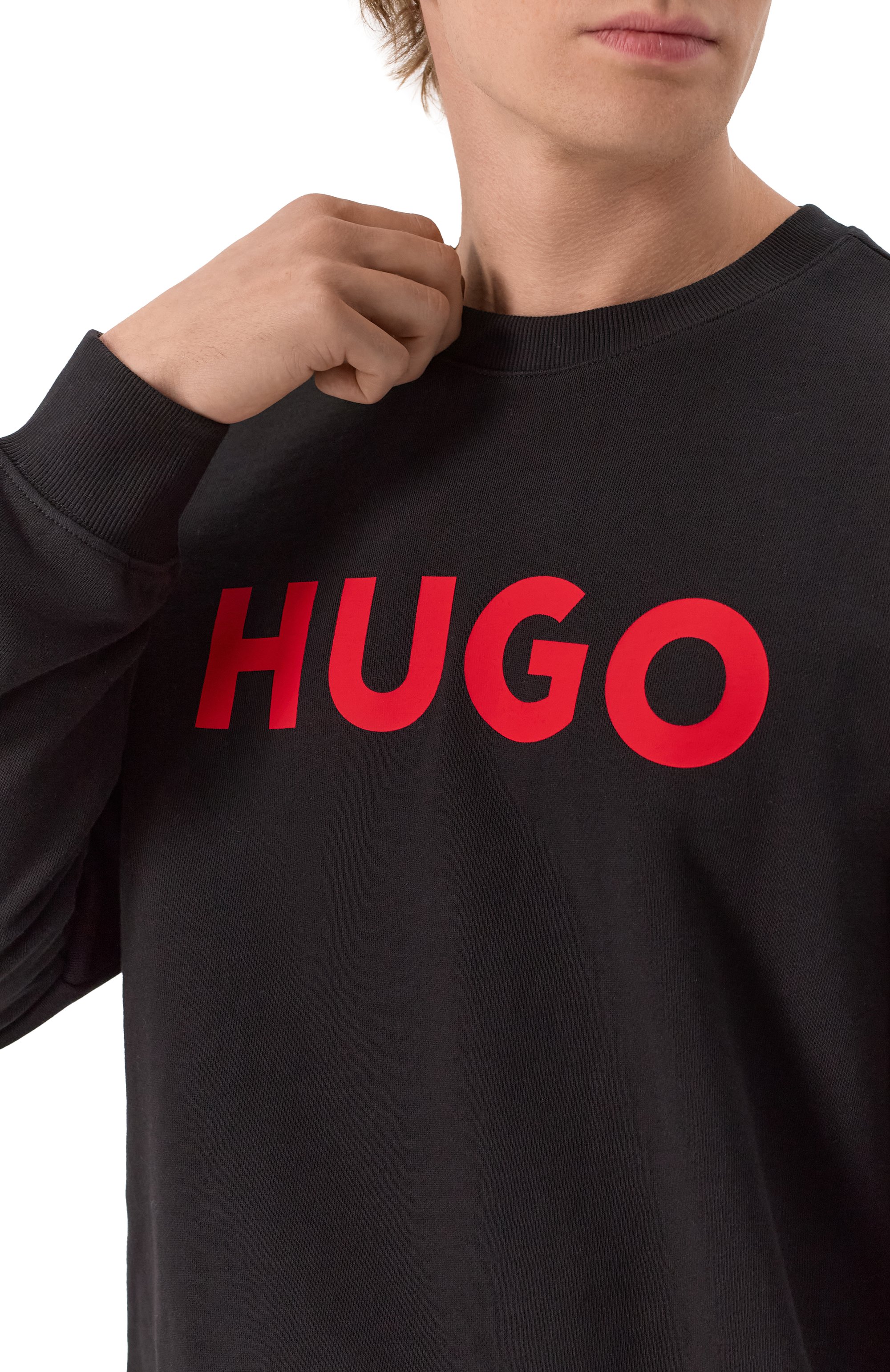 Хлопковый свитшот HUGO черного цвета по цене 12500 руб., арт. 50477328, фото 5 Хлопковый свитшот HUGO, арт. 50477328, фото 5